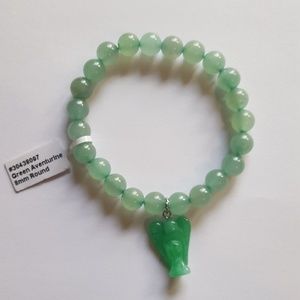 Aventurine bead bracelet with aventurine angel